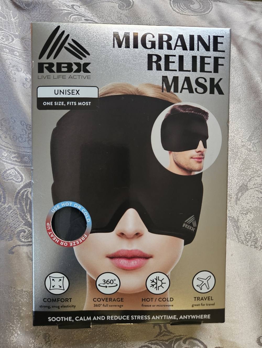 RBX Black Migraine Relief Eye & Forehead Mask